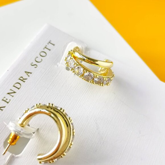 Livy Gold White Crystal Earrings by Kendra Scott - Picture 2 of 3